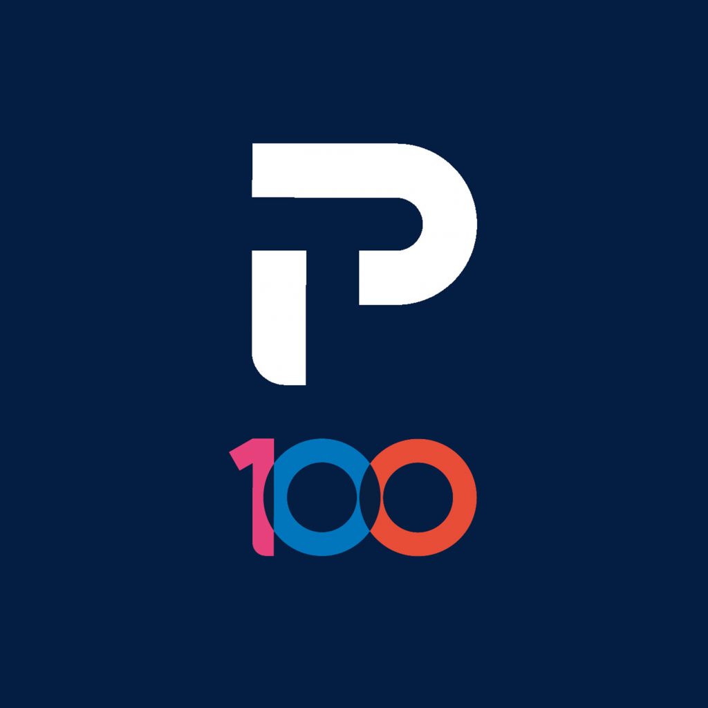 Monogramm Premier Tech mit der Zahl 100