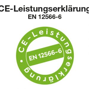 Siegel für die CE-Leistungserklärung gemäß EN 12566-6
