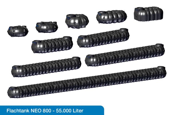 Flachtank NEO für den unterirdischen Einbau in verschiedenen Größen bis 55000 Liter.