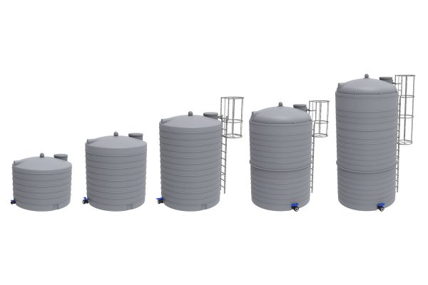 Oberirdische Tanks mit Volumen von 5.000 bis 20.000 Liter.